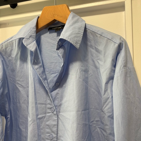 LOFT versa Light Blue Cotton Button Down Shirt Size XS - Picture 3 of 9
